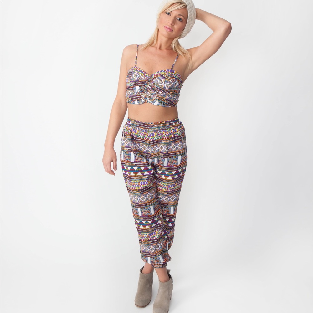 2 piece pant and bralette set